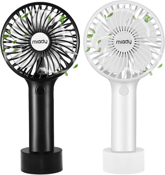 Miady 2-Pack Upgraded 5000mAh Portable Handheld Fan 3 Speed Mini USB Strong by Miady