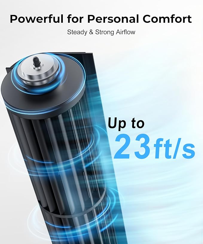 Abolee Tower Fan for Bedroom, 23ft/s Desk Fan - Image 3