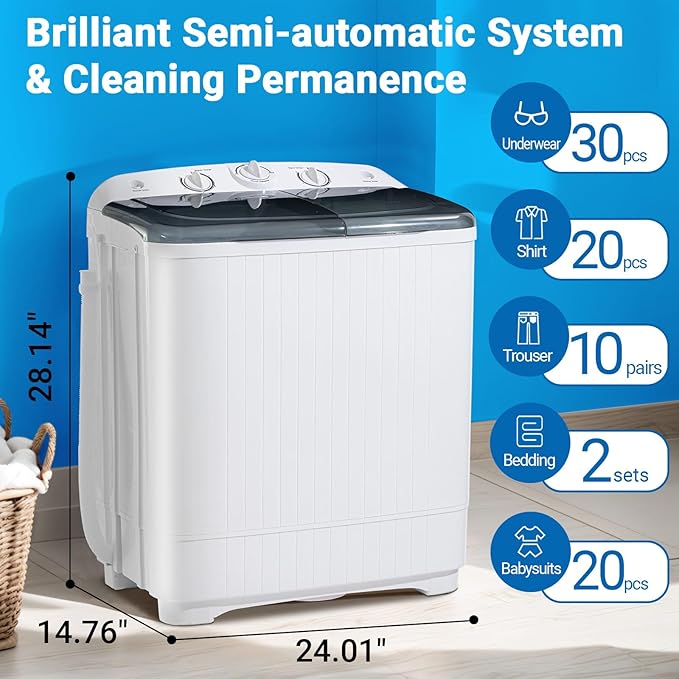 Portable 22 lbs Twin Tub Washing Machine - Image 5