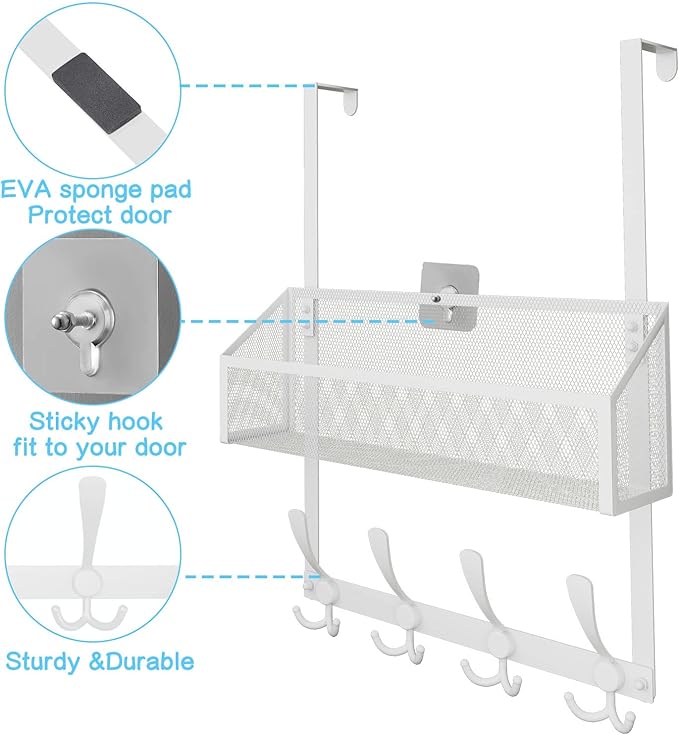 Kaiferty Over The Door Hooks Organizer, Coat Rack Over The Door Storage Hanger - Image 5
