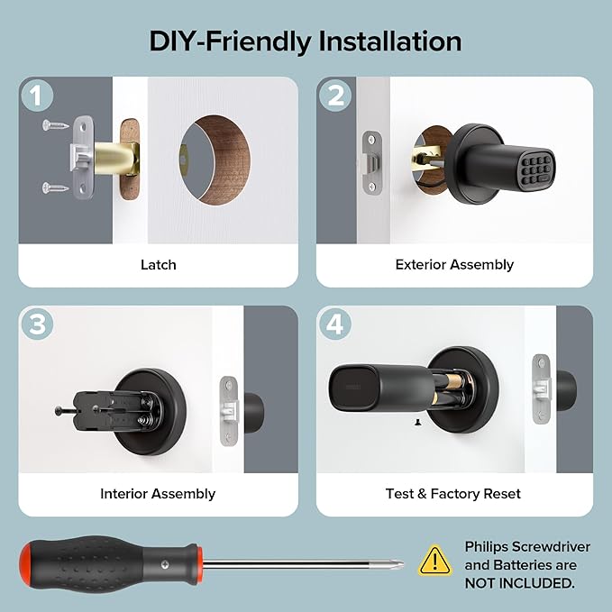 Door Lock Knob with Keypad Keyless Entry Door Knob Electric Coded Indoor Door - Image 6