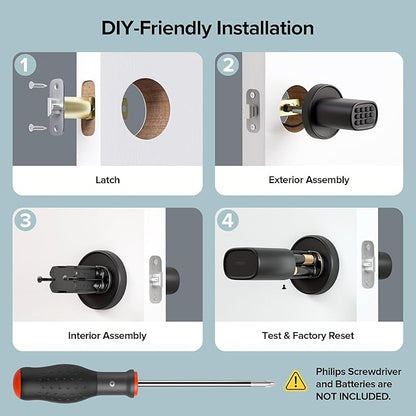 Door Lock Knob with Keypad Keyless Entry Door Knob Electric Coded Indoor Door - Image 6