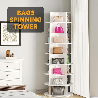 SpaceAid 8 Tier Rotating Shoe Rack Tower, Spinning Shoe Display Lazy Susan - Image 5