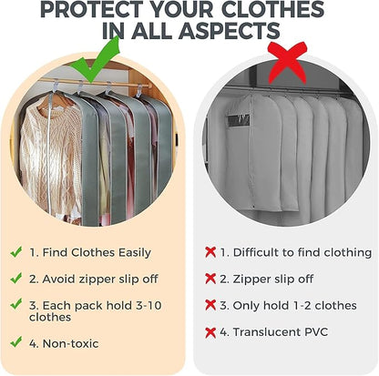 10 Pcs 40" Garment Bags for Hanging Clothes, Garment Bags Shoulder Covers - Image 5