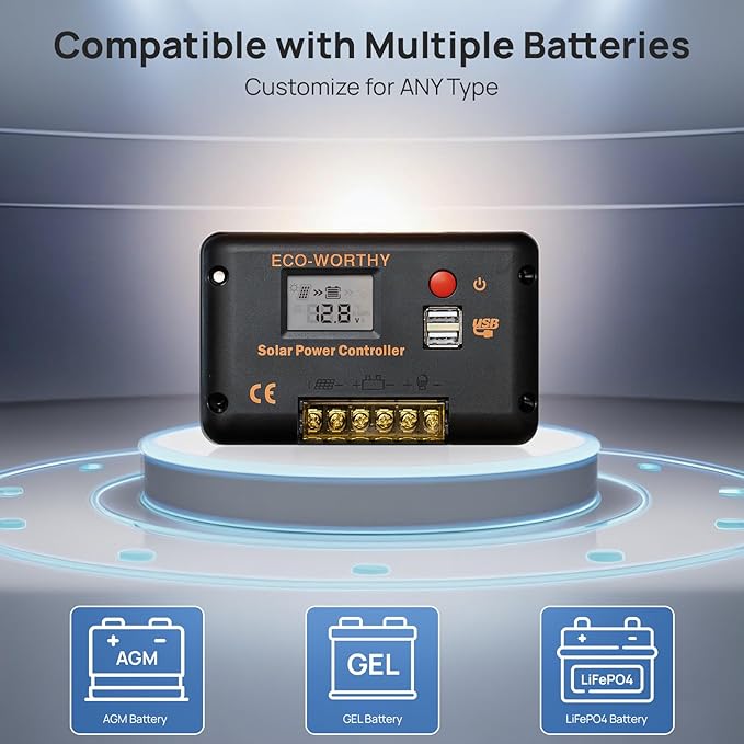 ECO-WORTHY 30A Solar Charger Controller Bluetooth, Solar Panel Battery - Image 4