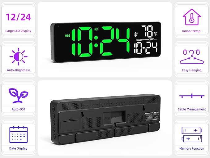 Large LED Digital Wall Clock - Image 2