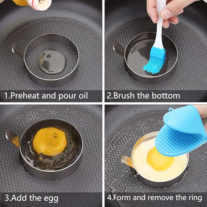 4/6 Pack Egg Ring, 3 Inch Egg Cooking Ring Non Stick Stainless Steel Egg Rings - Image 6