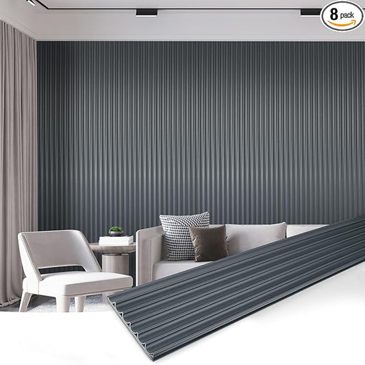 Art3dwallpanels Slat Wall Paneling, 8 Pack Wavy Grain Panel Wall Slats by Art3dwallpanels