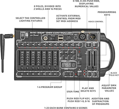 Wireless DMX Controller, 192 Channel DMX512Controller Stage Lighting Equipment - Image 2