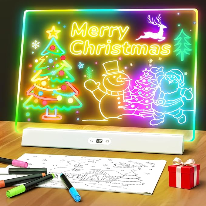 LED Note Board with Colors, Rechargeable 17-Inch Doodle Glow 9-Mode Light Up by LightUpYourCreativity