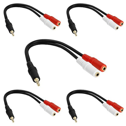 Cmple - 5 Pack 3.5mm Audio Stereo Y Splitter Extension Cable - 2 Ports 3.5mm by Cmple