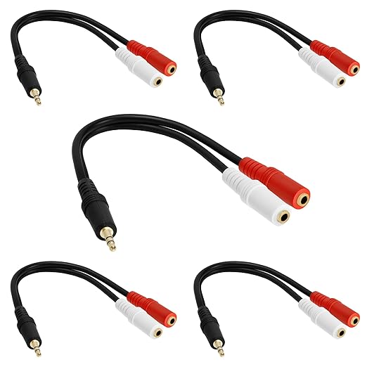 Cmple - 5 Pack 3.5mm Audio Stereo Y Splitter Extension Cable - 2 Ports 3.5mm by Cmple