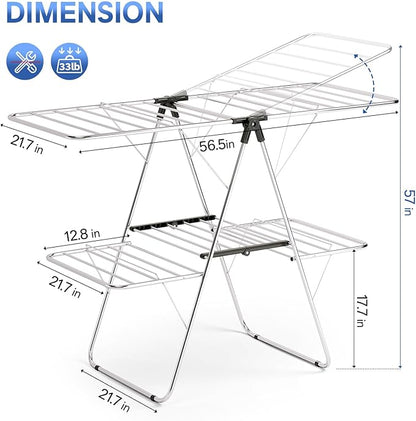 APEXCHASER Clothes Drying Rack, Foldable 2-Level Drying Rack Clothing, - Image 2