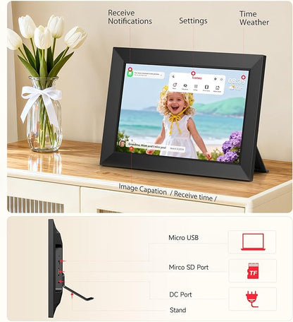BIGASUO Digital Picture Frame, 10.1" Frameo Digital Frame WiFi - Image 6
