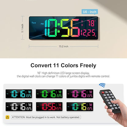 Digital Wall Clock Large Display 16", Digital Clock - Image 2