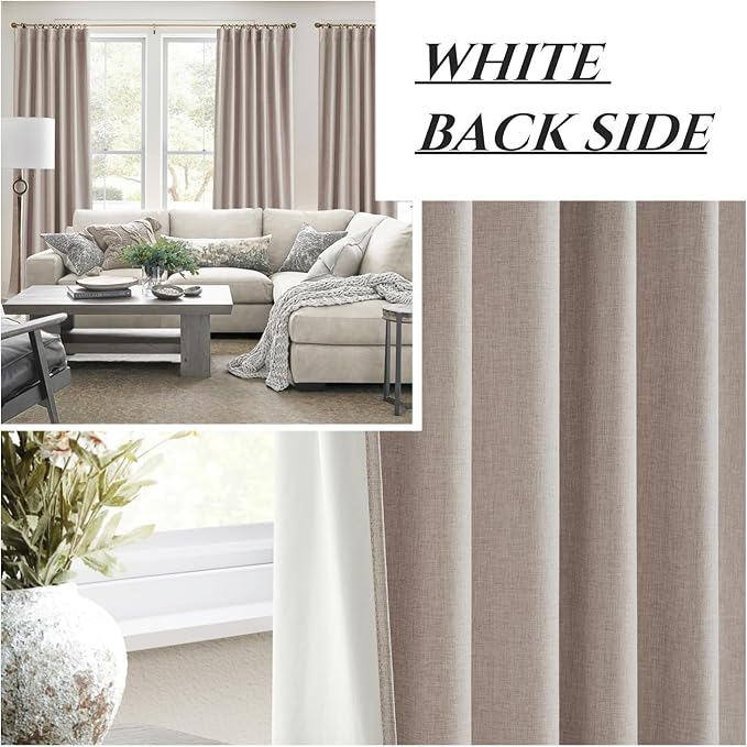 Small Blackout Kitchen Curtains 45 Inch Length, Rustic Farmhouse Pleat Burlap - Image 6