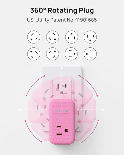 TROND Outlet Extender with USB C, 3 AC Outlet Splitter with 360 Rotation - Image 3