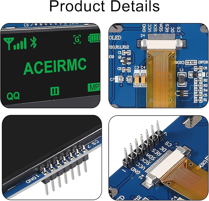 ACEIRMC 2.42 inch 128x64 OLED LCD Display Module SSD1309 7 Pin SPI/IIC I2C - Image 4