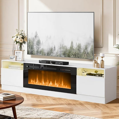 YISUFO 80” TV Stand with 36” Electric Fireplace, Large Modern Media by YISUFO