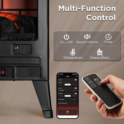 TURBRO Suburbs 25" WiFi Electric Fireplace Infrared Heater - Image 4
