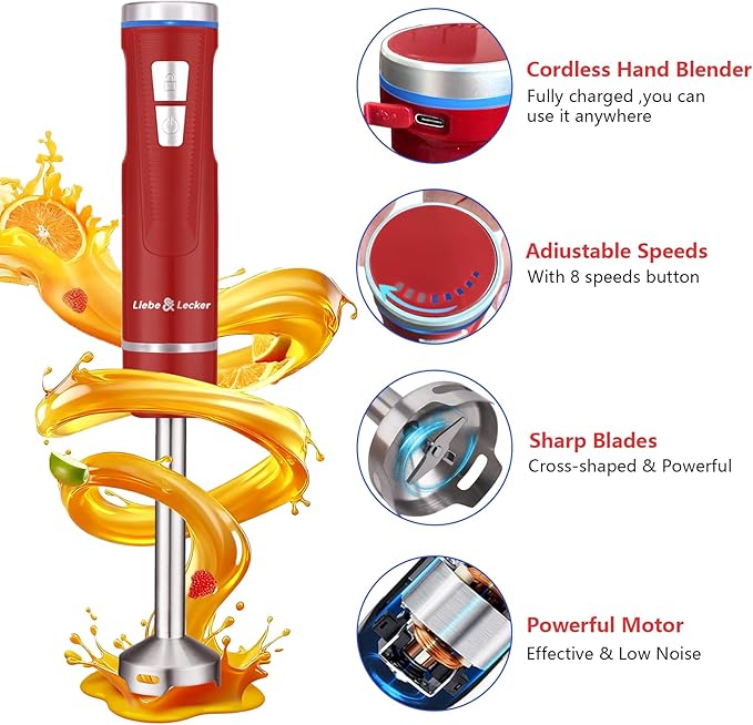 Liebe&Lecker Immersion Blender Handheld Cordless, 3 in 1 Cordless Hand Blender - Image 3
