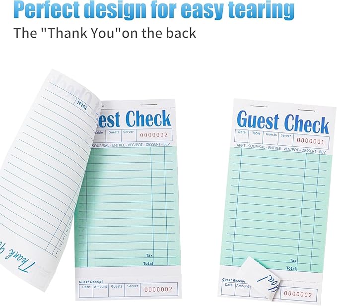 4 Pack Green Guest Checks Books - Image 3
