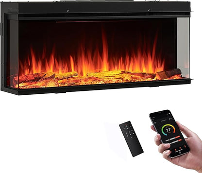 LegendFlame 43" W Smart Build in Electric Fireplace Insert, 1-2-3 Sided View by LegendFlame