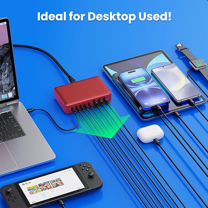 USB C Charger 300W USB C Charger Block 8-Ports GaN IV Fast Charging Station - Image 6
