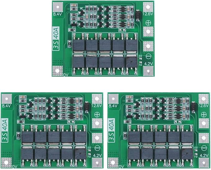 Gebildet 3pcs 3S 11.1V 12V 12.6V 40A 18650 Charger PCB BMS Protection Board by Gebildet