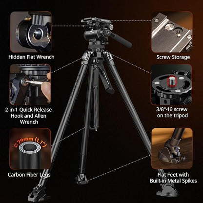 SmallRig x Potato Jet Tribex Carbon II Hydraulic Carbon Fiber Tripod, Fast - Image 8