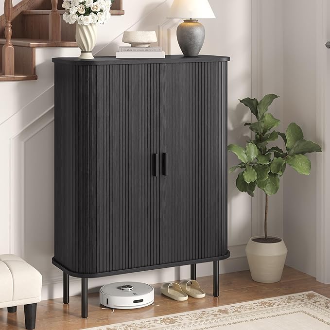 Shoe Storage Cabinet with Adjustable Shelves, 6-Tier Mid-Century Modern Shoe - Image 6