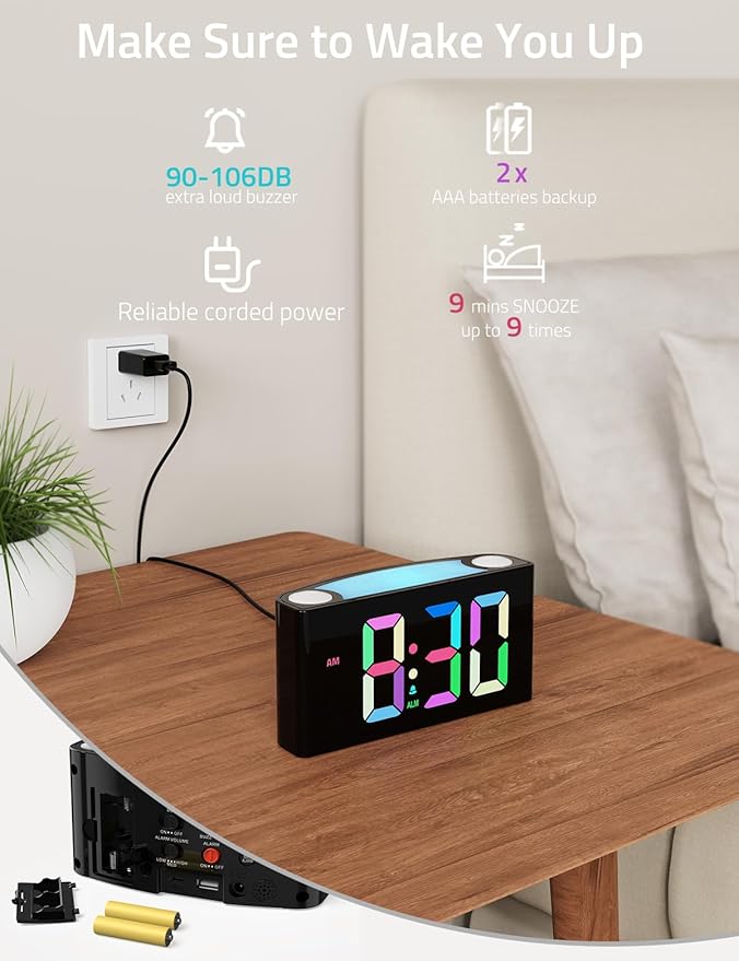 Mesqool Digital Alarm Clock for Bedrooms - Image 4