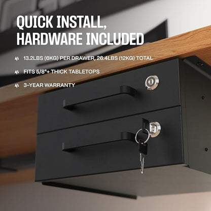 Under Desk Drawer Slide-Out – Lockable Metal Storage Drawers - Image 5