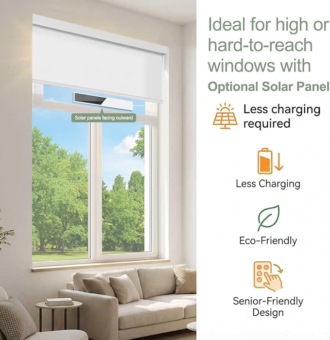 Tipiace Motorized Blinds with Remote Window Roller Shade Wireless Rechargeable - Image 7