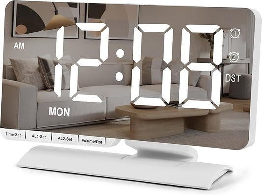 SZELAM Digital Clock, Alarm Clock Bedside, 7.3'' Large LED Mirror by SZELAM