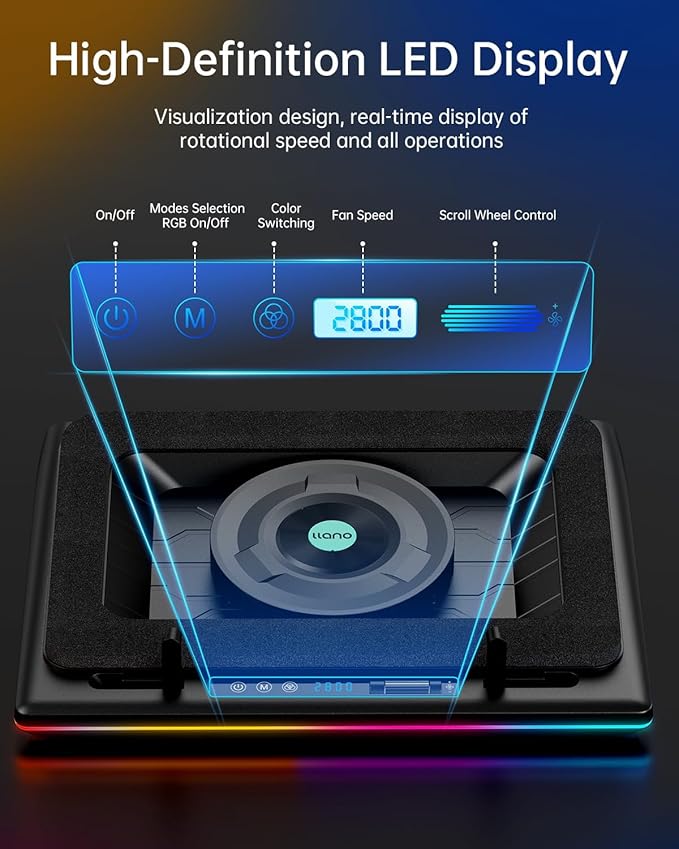 llano V12 RGB Laptop Cooling Pad, Gaming Laptop Cooler - Image 5
