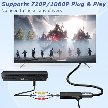 LA NREUCETS RCA to HDMI Converter, Composite AV to HDMI Converter Support 1080P - Image 2