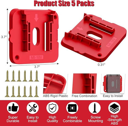 Battery Holder Compatible for Milwaukee 18V Battery, Wall Mount Batteries - Image 6