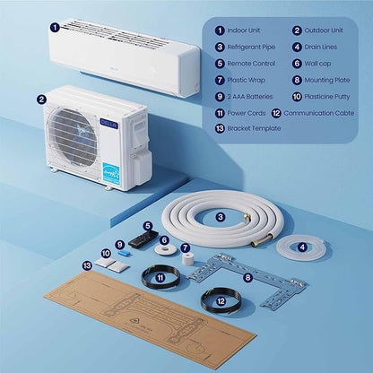 DELLA 18K BTU 2 Zone 9000 9000 BTU Mini Split AC & Heat Pump, Energy Star 22 - Image 9