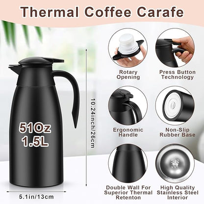Norme 2 Pcs Thermal Coffee Carafe Insulated Stainless Steel Coffee Carafe - Image 2