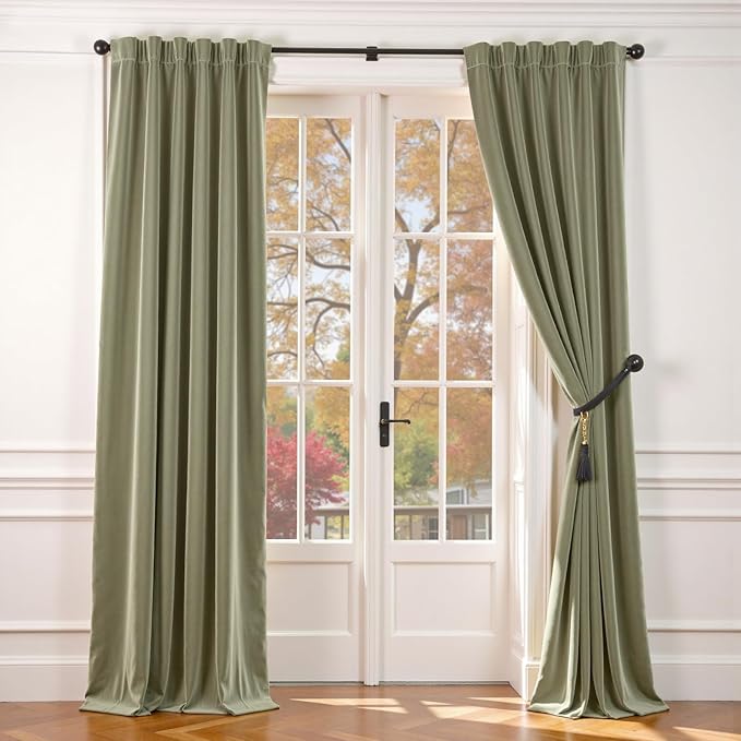 Lazzzy Velvet Blackout Curtains Thermal Insulated Room Window Drapes Super Soft by Lazzzy