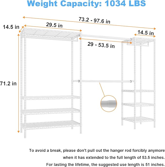 Ulif E11 Heavy-Duty Garment Rack, Metal Freestanding Clothes Rack and Closet - Image 5