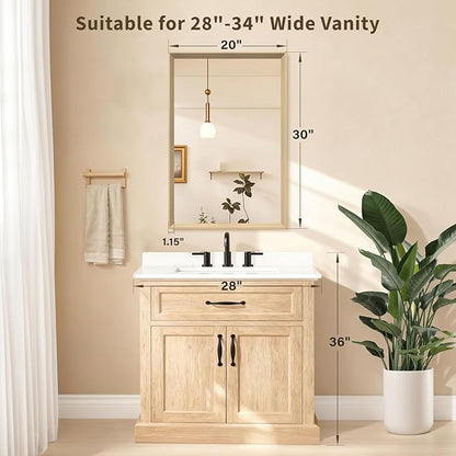 Oak Wood Effect Framed Wall Mirror, 20x30 Rectangle Mirror, Anti-desilvering - Image 2