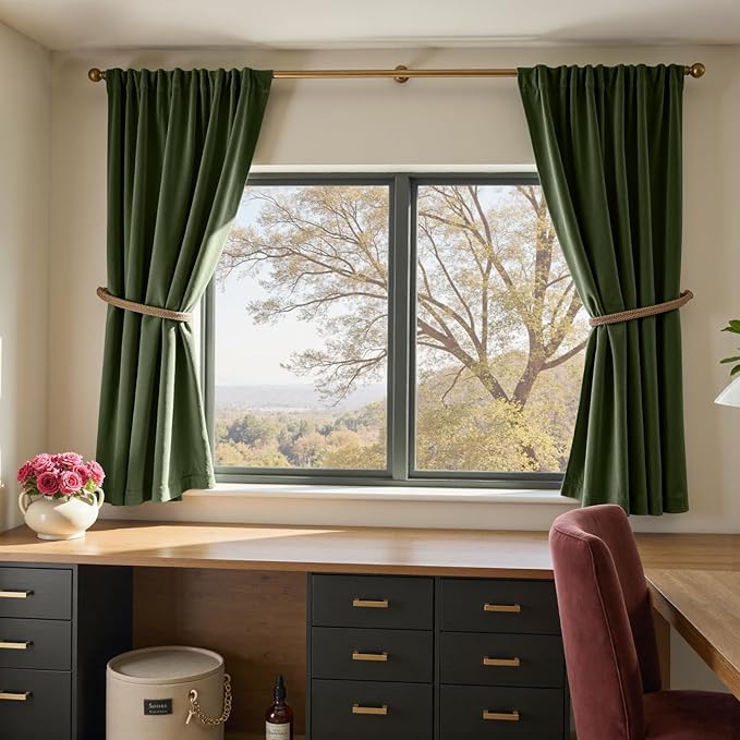 Lazzzy Velvet Blackout Curtains Thermal Insulated Room Window Drapes Super Soft - Image 5