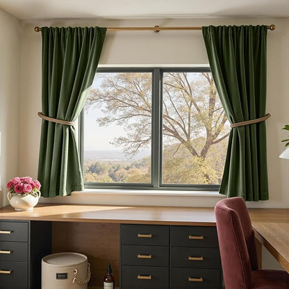 Lazzzy Velvet Blackout Curtains Thermal Insulated Room Window Drapes Super Soft - Image 5