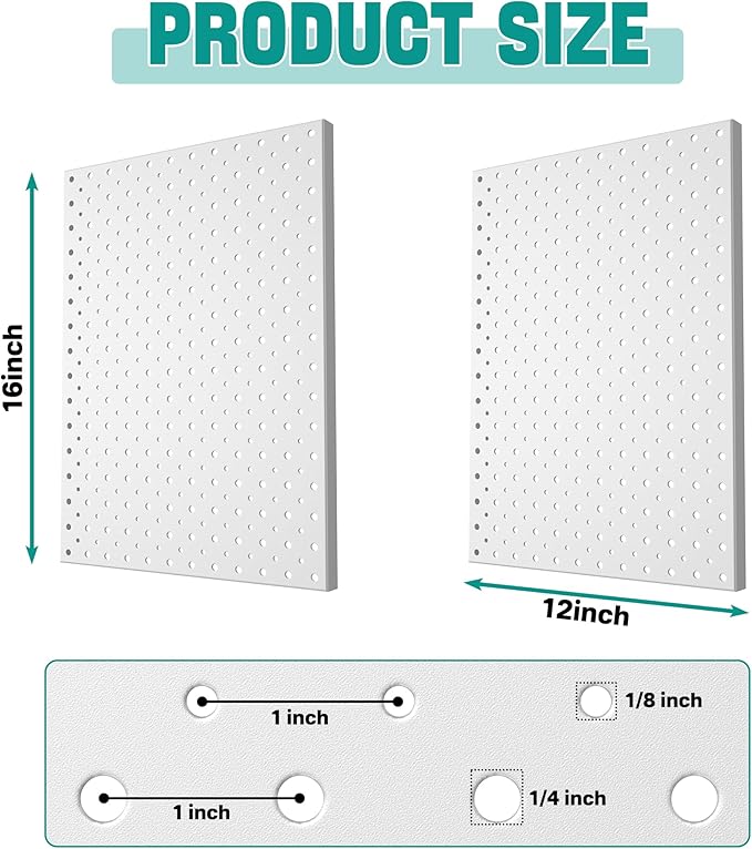 EVERHANGER Metal Pegboard Panels, Heavy Duty Pegboard Wall Organizer, Garage - Image 2