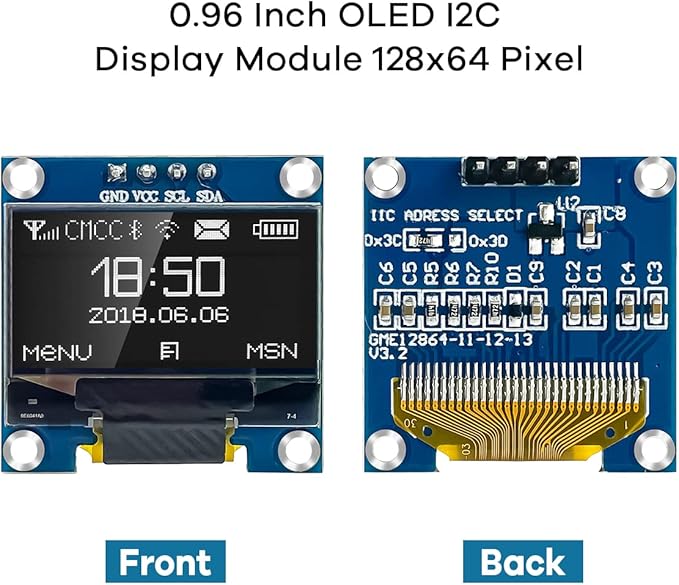 Hosyond 5 Pcs 0.96 Inch OLED I2C IIC Display Module 12864 128x64 Pixel SSD1306 - Image 2
