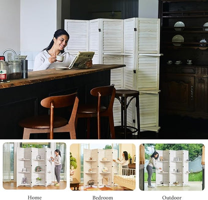 Partition Room Dividers, Folding Wood Privacy Screen - Image 7