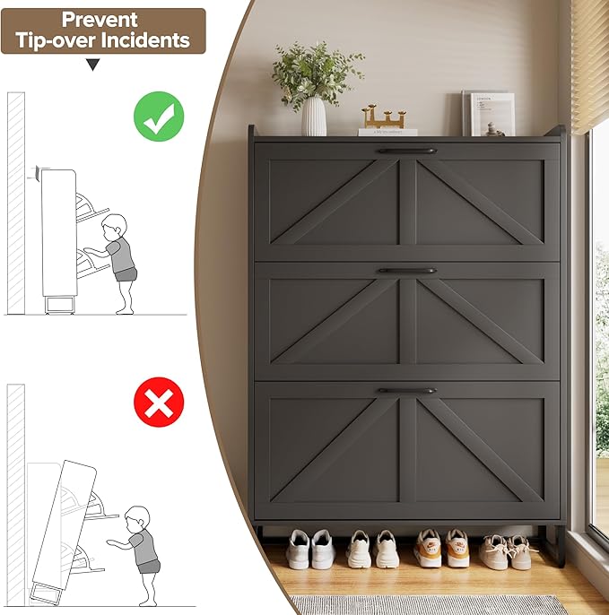 EOYUTLLY Shoe Cabinet Storage for Entryway, Narrow Shoe Rack - Image 8