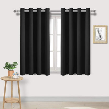 DWCN Black Curtains 54 Inches Long, Thermal Blackout Drapes by DWCN